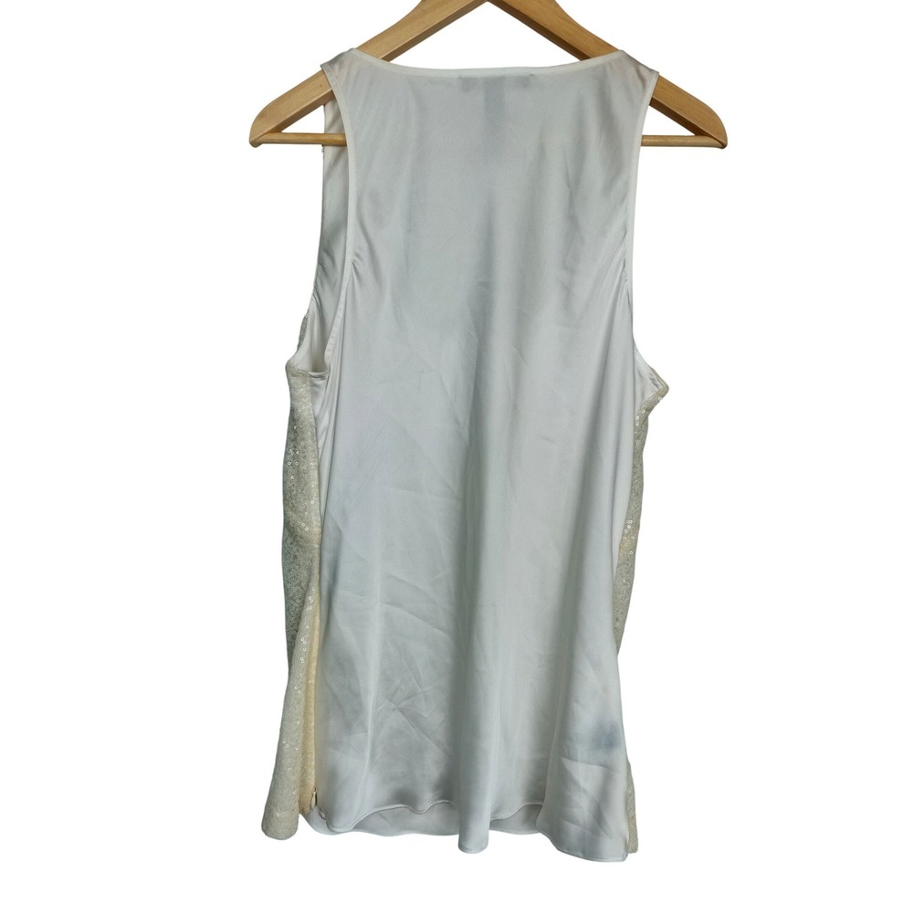Lauren Ralph Lauren Ivory Sequin Scoop Neck Tank Top Festive Party Glam Size 14 - Picture 2 of 7